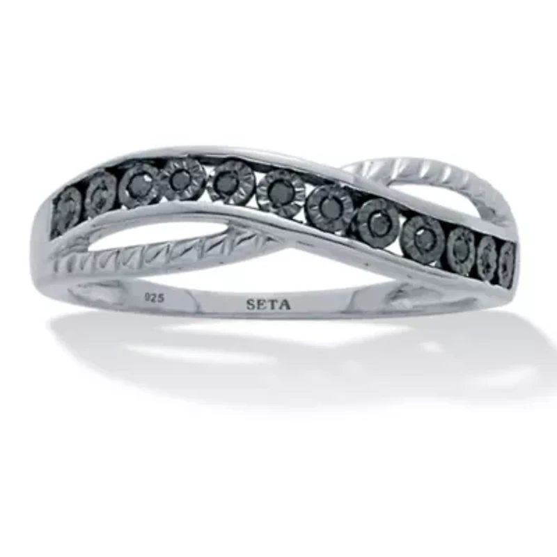 .06 TCW Black Diamond Sterling Silver Twisted Ring