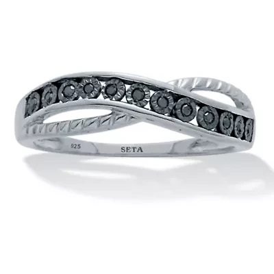 .06 TCW Black Diamond Sterling Silver Twisted Ring