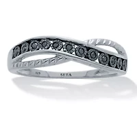 .06 TCW Black Diamond Sterling Silver Twisted Ring