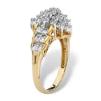 1/10 TCW Diamond Marquise-Shaped Step Ring Gold-Plated Sterling Silver
