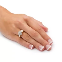 1/10 TCW Diamond Marquise-Shaped Step Ring Gold-Plated Sterling Silver