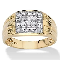 Men's 1/7 TCW Round Diamond 18k Gold-plated Sterling Silver Ring