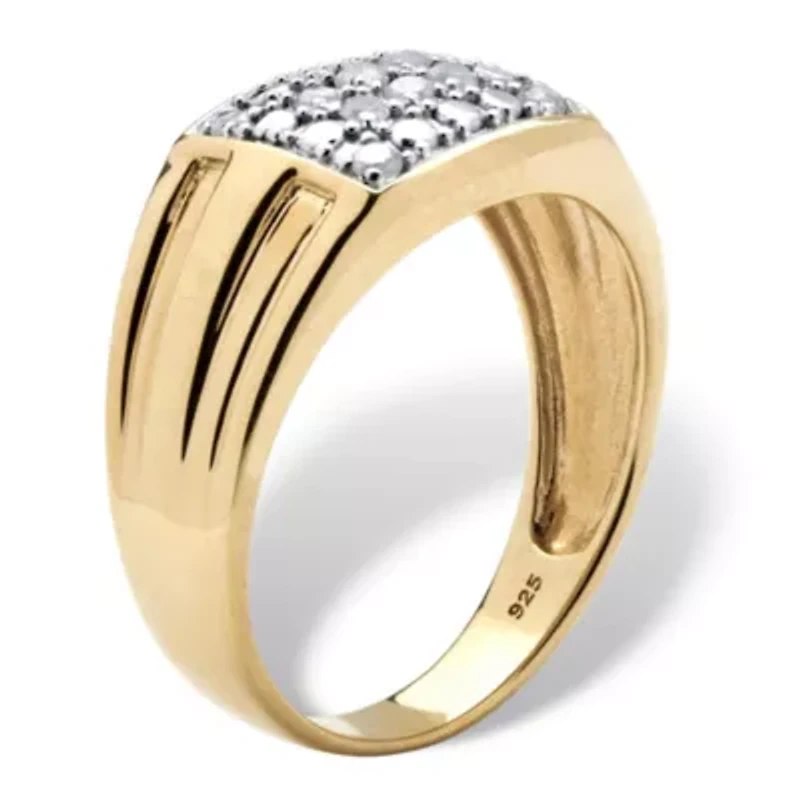 Men's 1/7 TCW Round Diamond 18k Gold-plated Sterling Silver Ring