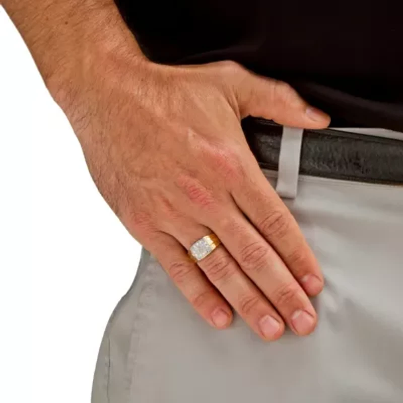 Men's 1/7 TCW Round Diamond 18k Gold-plated Sterling Silver Ring