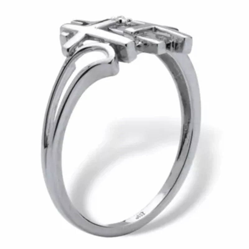Diamond Accent Solid 10k Gold Triple Cross Ring