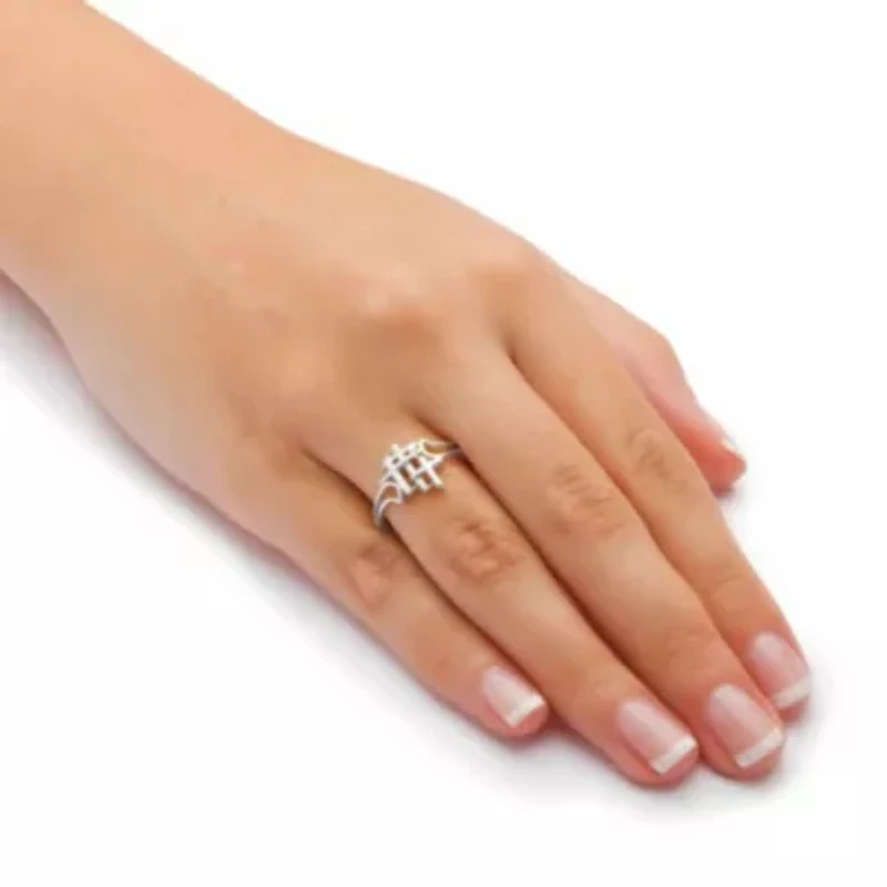 Diamond Accent Solid 10k Gold Triple Cross Ring