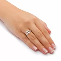 Diamond Accent Solid 10k Gold Triple Cross Ring