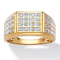 Men's 1/6 TCW Pave Diamond Grid Ring Gold-Plated Sterling Silver