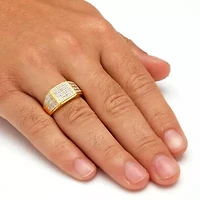 Men's 1/6 TCW Pave Diamond Grid Ring Gold-Plated Sterling Silver