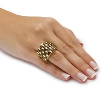 15.07 TCW Round Genuine Smoky Quartz Yellow Gold-Plated Five-Row Ring