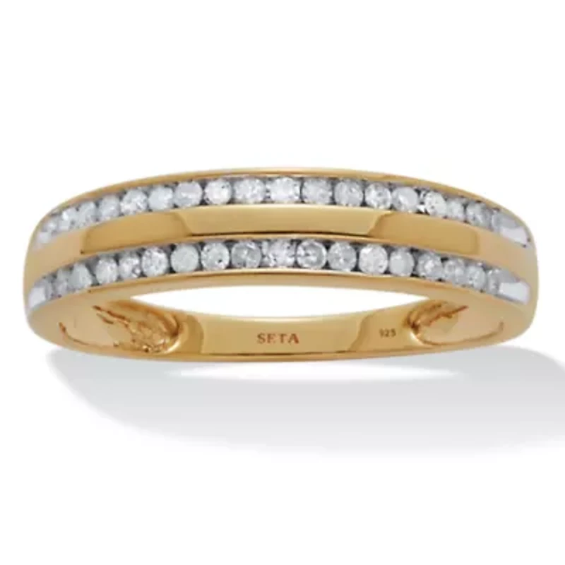 .24 TCW Diamond 18K Gold-Plated Sterling Silver Band Ring