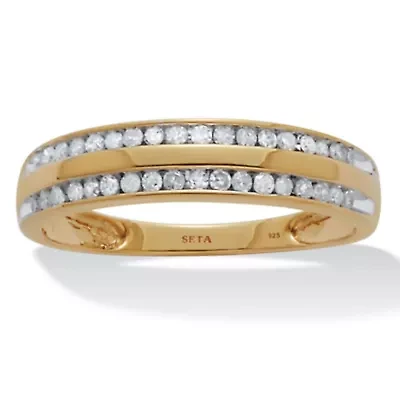 .24 TCW Diamond 18K Gold-Plated Sterling Silver Band Ring