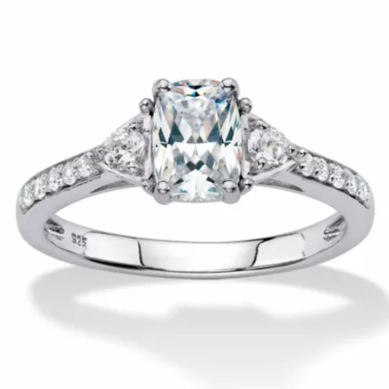 Lab Created 1.70 Cttw. Platinum-plated Sterling Silver White Sapphire Promise Ring