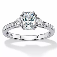 Lab Created 1.70 Cttw. Platinum-plated Sterling Silver White Sapphire Promise Ring