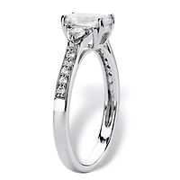 Lab Created 1.70 Cttw. Platinum-plated Sterling Silver White Sapphire Promise Ring