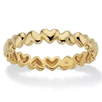 Polished Solid 10k Yellow Gold Heart-Link Eternity Ring