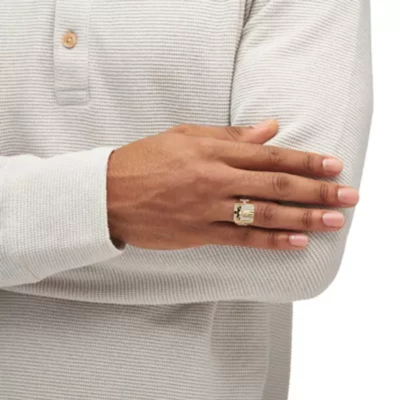 Men's 1/8 Cttw. 10k Yellow Gold Diamond Crucifix Ring