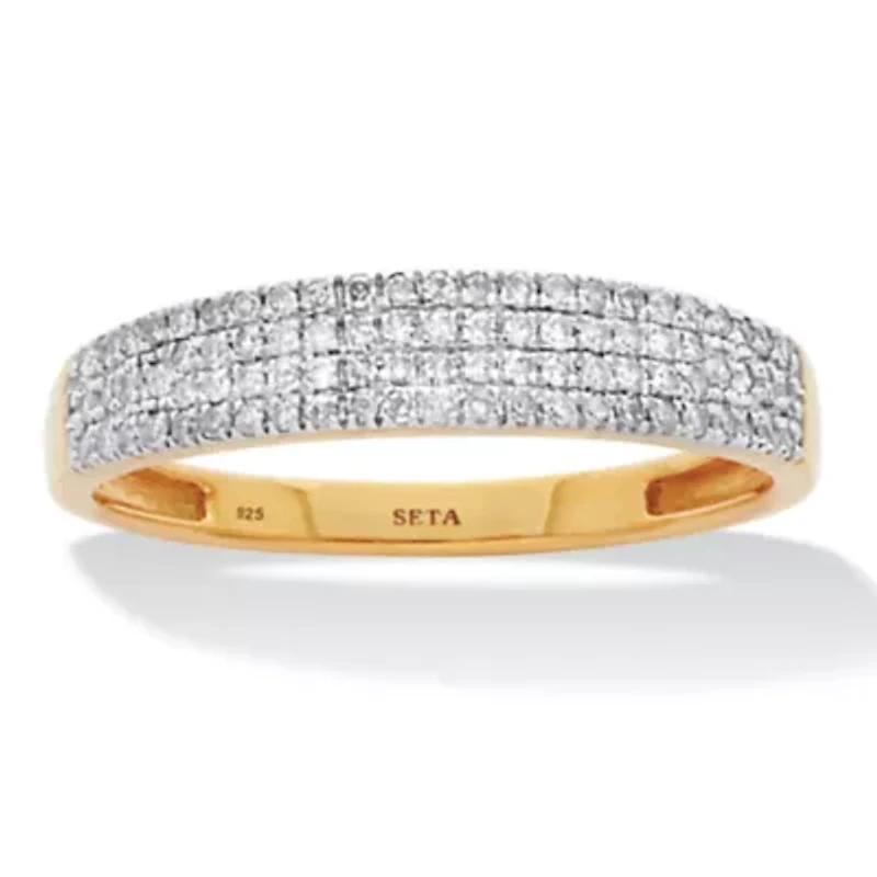 .25 TCW Diamond 18K Gold-Plated Sterling Silver Pave Multi-Row Wedding Ring