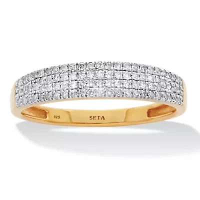 .25 TCW Diamond 18K Gold-Plated Sterling Silver Pave Multi-Row Wedding Ring