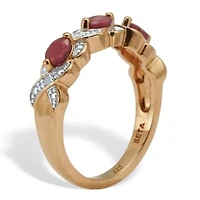 .62 TCW Oval Genuine Ruby Diamond Accent 18k Gold-Plated Sterling Silver Ring