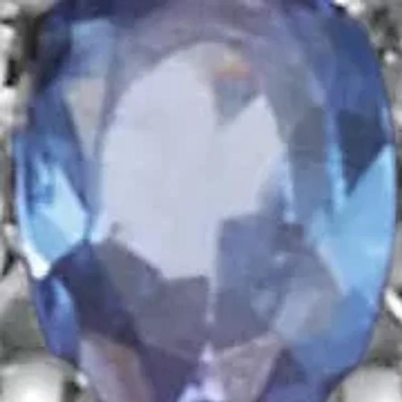 1.32 TCW Oval Cut Genuine Purple Tanzanite and White Topaz Sterling Silver Ring