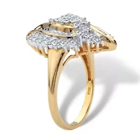 1/3 Cttw. Round Diamond 18k Gold-plated Sterling Silver Cluster Bypass Ring