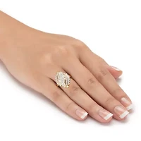 1/3 Cttw. Round Diamond 18k Gold-plated Sterling Silver Cluster Bypass Ring