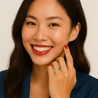 .56 TCW White Topaz and Jade Ring 10k Gold