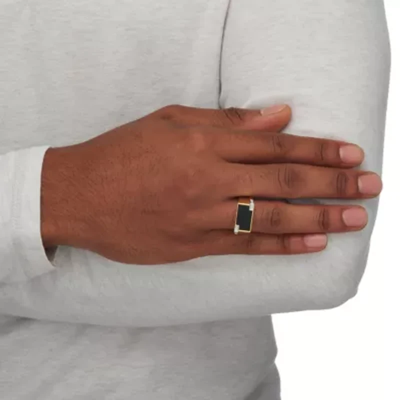Men's Onyx Rectangular Ring 14k Yellow Gold-plated Sterling Silver