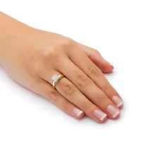 1/10 TCW Round Diamond Pave 10k Yellow Gold Princess-Shaped Ring