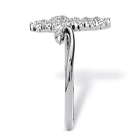 Platinum-plated Sterling Silver Diamond Accent Cross Ring