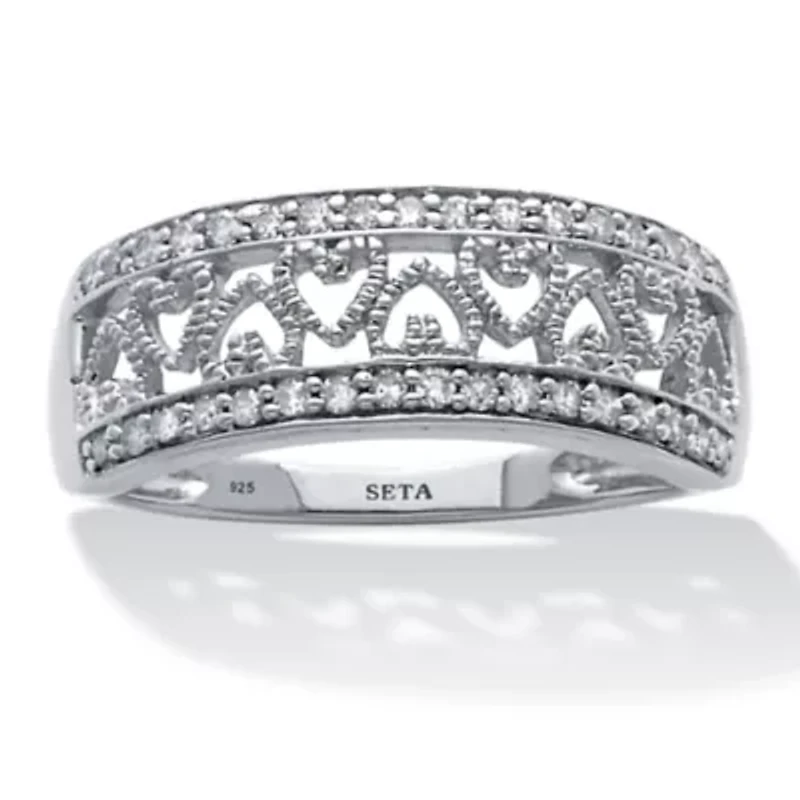 .25 TCW Diamond Sterling Silver Interchanging Heart Promise Ring
