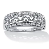 .25 TCW Diamond Sterling Silver Interchanging Heart Promise Ring