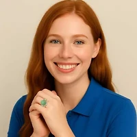 .28 TCW Emerald, CZ and Jade Ring Gold-Plated .925 Sterling Silver