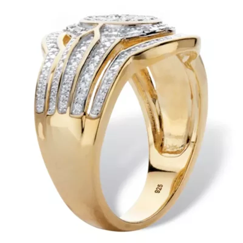 1/8 Cttw. Diamond Two-Tone Gold-Plated Silver Oval-Shaped Engagement Ring