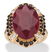 10.18 TCW Genuine Ruby and Black Spinel Ring 14k Gold-plated Sterling Silver