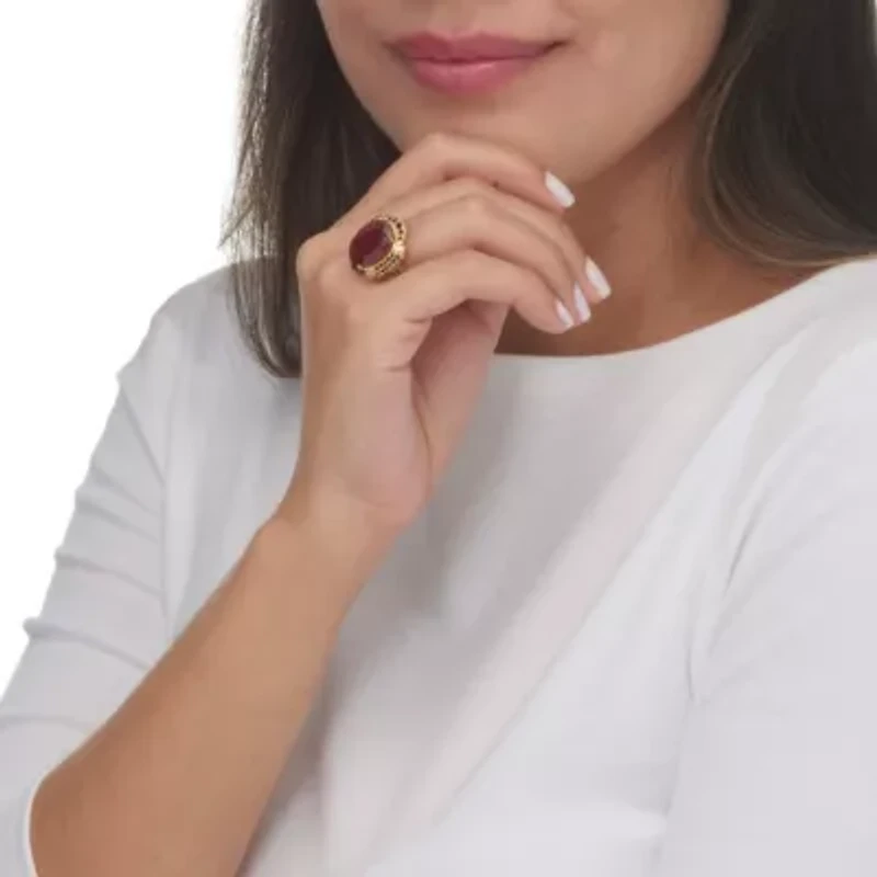 10.18 TCW Genuine Ruby and Black Spinel Ring 14k Gold-plated Sterling Silver