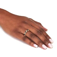 .62 TCW Genuine Sapphire Diamond Accent 18k Gold-Plated Sterling Silver Ring