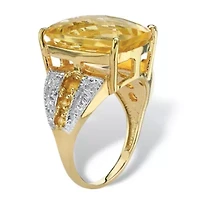 9.28 TCW Checkerboard-Cut Citrine and Topaz 14k Gold-plated Sterling Silver Ring