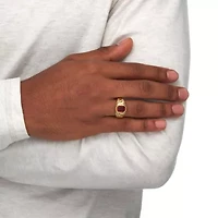 Men's 2.75 TCW Emerald-Cut Simulated Ruby Gold-Plated Nugget Style Ring