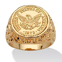 Men's Gold-Plated American Eagle Coin Replica Nugget-Style Ring