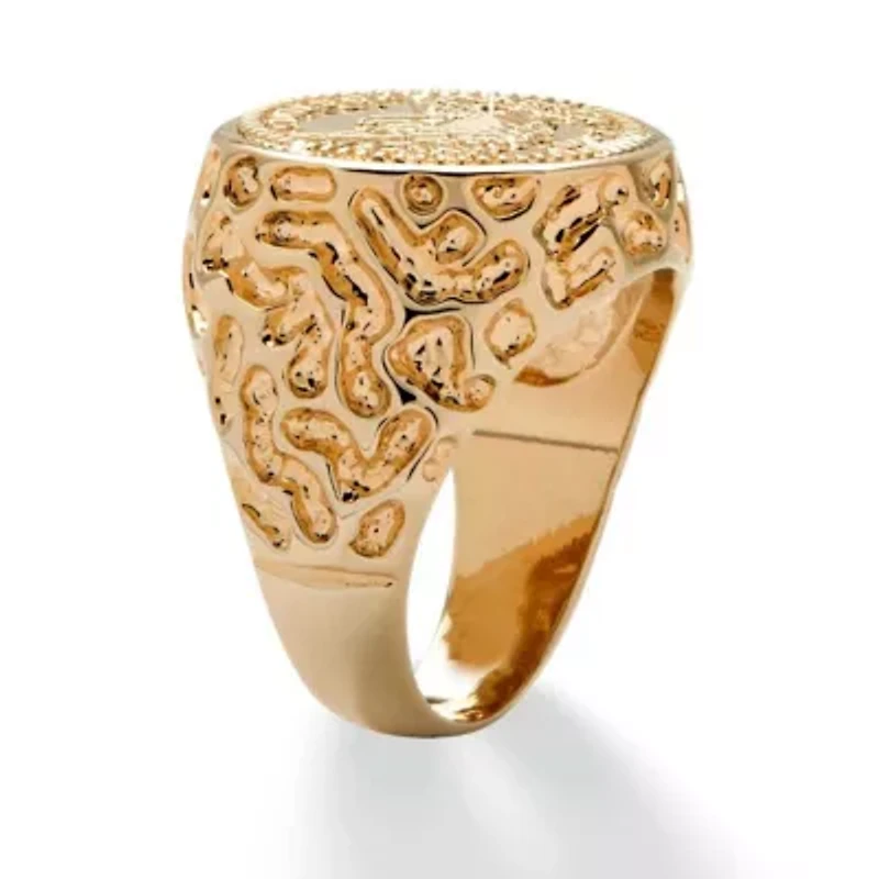 Men's Gold-Plated American Eagle Coin Replica Nugget-Style Ring