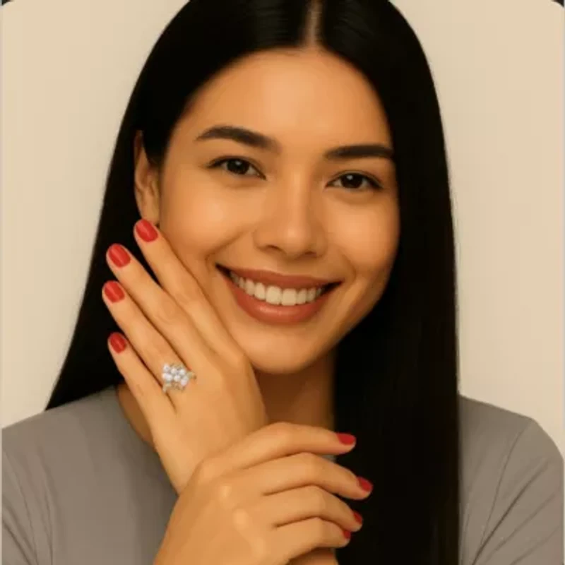 Cultured Freshwater Pearl Cluster Cocktail Ring Gold-Plated