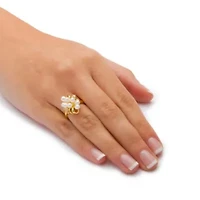 Cultured Freshwater Pearl Cluster Cocktail Ring Gold-Plated