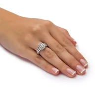 Diamond Accent Platinum-plated Sterling Silver Filigree Ring