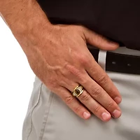 Men's Oval-Shaped Genuine Tiger's Eye Gold-Plated Antique-Finish Ring