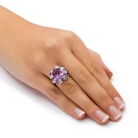 6.70 TCW Oval Cut Genuine Amethyst and Topaz Sterling Silver Ring