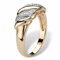 Diamond Accent Gold-Plated Diagonal Banded S-Link Ring