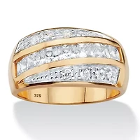 Men's 1.32 Cttw. Cubic Zirconia 14k Gold-plated Sterling Silver Channel Ring