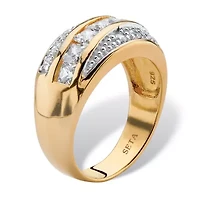 Men's 1.32 Cttw. Cubic Zirconia 14k Gold-plated Sterling Silver Channel Ring